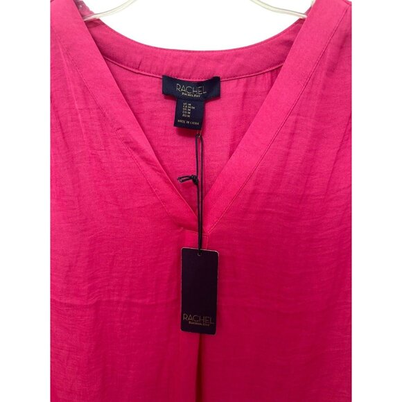 NEW Racheal Roy Women’s Cap Sleeve Blouse Solid Fuchsia Size Medium NWT - Picture 2 of 4